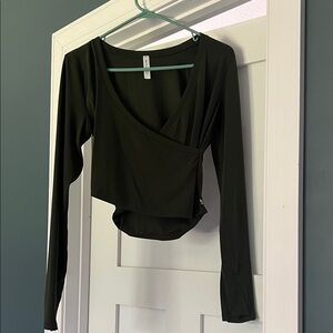 Athleta Green Long Sleeve Wrap Top